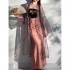 Chinese improved hanfu women folk dance Dresses japanese flower printing fairy chiffon kimono dress