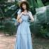traditional chinese hanfu national flower embroidery chiffon Dresses vintage folk dance Dresses oriental party evening dress