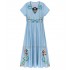 traditional chinese hanfu national flower embroidery chiffon Dresses vintage folk dance Dresses oriental party evening dress
