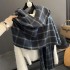 Japanese South Korea sweet wind patchwork color small checkered scarf women versatile long beard shawl warm neck