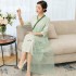 Chinese improved folk dance outfit women stage performance oriental tea service hanfu dress