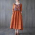 traditional chinese vintage Dresses folk dance suit national flower embroidery cotton linen Dresses oriental retro hanfu dress