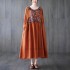 traditional chinese vintage Dresses folk dance suit national flower embroidery cotton linen Dresses oriental retro hanfu dress