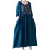 traditional chinese vintage Dresses folk dance suit national flower embroidery cotton linen Dresses oriental retro hanfu dress