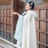 Women Chinese Hanfu Cape Cloak Fairy Hooded Floral Embroidery Warm Coat Oriental Ancient Princess Overcoat 120cm