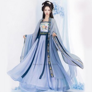 women fairy Costumes hanfu coat chinese traditional ancient stage cardigan Chinese national flower embroidery cloak