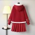 Modern Women Hanfu Embroidery Red Top Hoodies Cotton Warm Chinese Pleated Skirt Plus Size Girl Fairy Cosplay Costumes