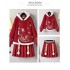 Modern Women Hanfu Embroidery Red Top Hoodies Cotton Warm Chinese Pleated Skirt Plus Size Girl Fairy Cosplay Costumes