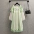 Spring Summer Tang Suit Embroidered One piece Fairy Skirt Chinese Women Clothing Modified Green Slim Dance Hanfu