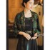 improved national chinese song dynasty jacket trumpet half sleeve flower printed short women hanfu top g923