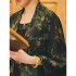 improved national chinese song dynasty jacket trumpet half sleeve flower printed short women hanfu top g923