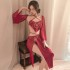 Chinese Red Hanfu Uniform Antique Sexy Temptation Pajamas Apron Women Bellyband Lingerie Uniform Hot Pajamas Slit Skirt Set