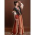 Tang Costumes Women Woven Gold backed Round Neck Jacket Waist Torn Skirt Thickened Winter Hanfu Dresses