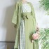 Women Modern Song Dynasty Hanfu Long Coat With Aircraft Sleeves Spinning Skirts summer Daily Chinese Three piece Suit