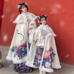 2 Colors Traditional Chiense Hanfu Cloak Dresses Set Gorgeous Vintage Horse Face Skirt Girls Women Year Christmas Suit