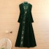 High end Autumn Winter Chinese Belt Hanfu Women Elegant Embroidery Lady Velvet Christmas Dresses Female