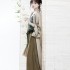 Creative Chinese printed hanfu simple Chinese suspender top 3 piece modified daily autumn winter hanfu suit