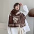 women scarf autumn winter peony scarf thick double sided cashmere warm shawl versatile bib