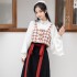 2 Colors 3Pc Improved Ming Dynasty Women Hanfu Dresses Classic White Shirt Spring Autumn Vest Horse Face Skirt Elegant Daily Suit