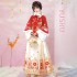 2 Colors Original Ming Dynasty 3PC Hanfu Dresses Set Red Yellow Coat Horse Face Skirt Shirt Women Dresses