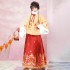 2 Colors Original Ming Dynasty 3PC Hanfu Dresses Set Red Yellow Coat Horse Face Skirt Shirt Women Dresses