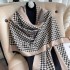 Plaid jacquard thick scarf women imitation cashmere winter decorative shawl warm short beard tassel bib