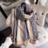 Plaid jacquard thick scarf women imitation cashmere winter decorative shawl warm short beard tassel bib