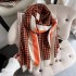 Plaid jacquard thick scarf women imitation cashmere winter decorative shawl warm short beard tassel bib