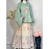 Chinese Year Hanfu Women Ming Dynasty Round Neck Large lapel Embroidered pipa sleeve Ma Mian Skirt Winter Hanfu
