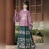 Chinese Year Hanfu Women Ming Dynasty Round Neck Large lapel Embroidered pipa sleeve Ma Mian Skirt Winter Hanfu