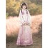 2 Colors Ming Dynasty 3PC Chinese Hanfu Dresses Set Autumn Winter Vest Lute Sleeve Shirt Waist Horse Face Skirt 3 Colors Cloak