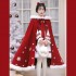 Han Suit Cloak Women Winter Warmth Chinese Coat Hooded Cloak Coat Ancient Traditional Plush Thickened Women Red
