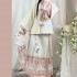 2 Colors Original Chinese Traditional Hanfu Dresses For Girls Ming Dynasty Fluff Edge Coat Classic Women Winter Horse Face Skirt