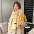 autumn winter solid color cashmere scarf women advanced sense of thick warm double sided two color tassel shawl collar