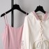 Women Fashion Hanfu Set Chinese Female Floral Embroidery Hooded Sweatshirt Coat Sling Dresses Two Piece Suit Spring