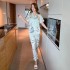 Fashion luxury summer pajamas female ice silk home service set skin friendly wear pajamas set wholesale