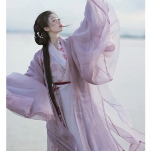Song Dynasty Purple Fairy Women Hanfu Dresses Set Traditional Chinese Ancient Costumes Wide Sleeve Flower Printed Coat