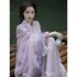 Song Dynasty Purple Fairy Women Hanfu Dresses Set Traditional Chinese Ancient Costumes Wide Sleeve Flower Printed Coat
