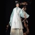 3Pc Original Ming Dynasty Cyan Hanfu Dresses Set Women Embroidered White Long Vest Coat Cyan Gown Classic Horse Face Skirt
