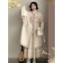 Original Hanfu Dresses Women Frost Chestnut Ming Han Element Stand up Collar Knit Shirt Plush Thick Winter Robe Costume
