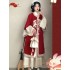Original Hanfu Dresses Women Frost Chestnut Ming Han Element Stand up Collar Knit Shirt Plush Thick Winter Robe Costume