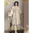 Original Hanfu Dresses Women Frost Chestnut Ming Han Element Stand up Collar Knit Shirt Plush Thick Winter Robe Costume
