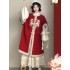 Original Hanfu Dresses Women Frost Chestnut Ming Han Element Stand up Collar Knit Shirt Plush Thick Winter Robe Costume