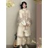 Original Hanfu Dresses Women Frost Chestnut Ming Han Element Stand up Collar Knit Shirt Plush Thick Winter Robe Costume