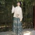 Horse Face Skirt Traditional Chinese Women Hanfu Set Ming Dynasty Stand Collar Elegant Shirt Blue Green Dresses