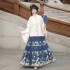 Horse Face Skirt Traditional Chinese Women Hanfu Set Ming Dynasty Stand Collar Elegant Shirt Blue Green Dresses