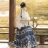 Horse Face Skirt Traditional Chinese Women Hanfu Set Ming Dynasty Stand Collar Elegant Shirt Blue Green Dresses