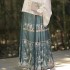 Horse Face Skirt Traditional Chinese Women Hanfu Set Ming Dynasty Stand Collar Elegant Shirt Blue Green Dresses