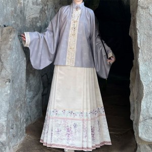 2Pc Original Ming Dynasty Women Hanfu Dresses Set Traditional Chinese Elegant Wide Sleeve Coat Flower Printed Fairy Dress