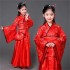Traditional Chinese Hanfu Women Dancing Clothing White Classic Dresses Folk Dance Costumes For Kids Girls Children Child Red Blue